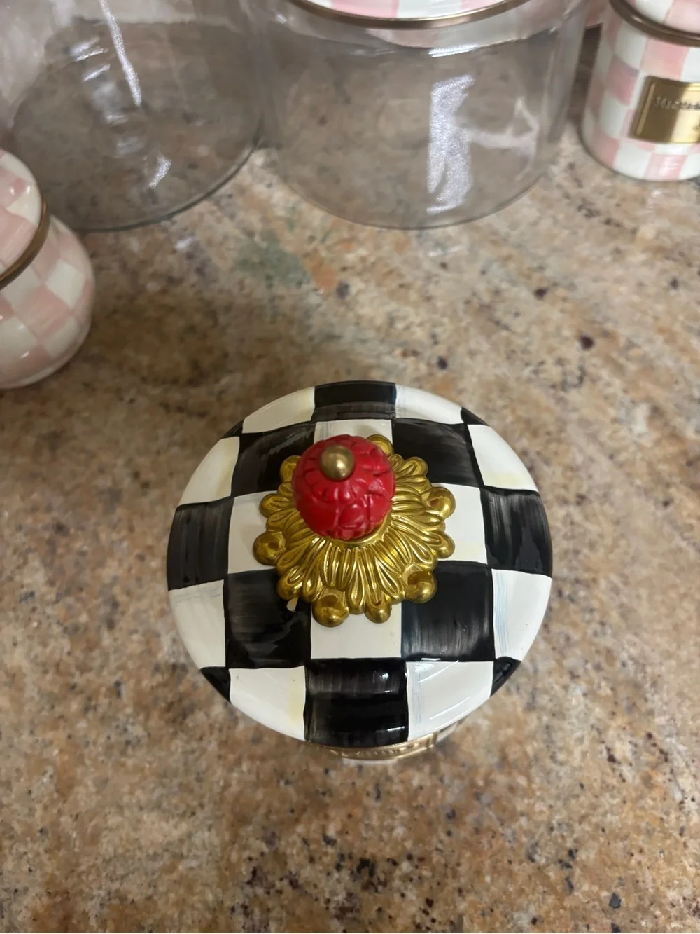 NEW! Mackenzie-Childs Courtly Check Demi Canister